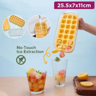Ice Cube Tray with Lid and Bin 21 Pcs