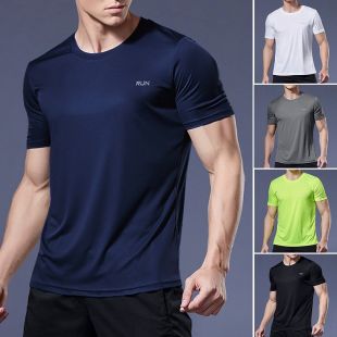 Ice Silk Short Sleeve Athletic T-Shirt For Men