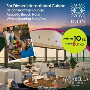 Premium International Dinner with Stunning Sea Views at ICON Rooftop Lounge &ndash; Arabella Beach Hotel