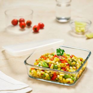 طبق خبز زجاجي مربع من البوروسيليكات مع غطاء من Borosil