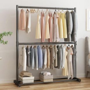 Double Clothes Organizer Hanging Rack 120x180x40cm