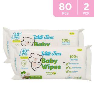 White Bear Baby Wipes 2 x 40 Napkins
