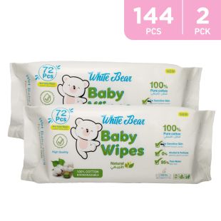 White Bear Baby Wipes 2 x 72 Napkins