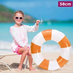 Striped Inflatable Swimming Ring - 22.8 Inch