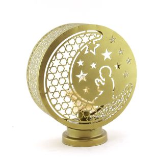 مصباح زينة رمضان شكل هلال مفرغ ونجوم بإضاة LED