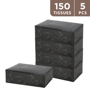 Taw9eel Essentials Facial Tissues Black 150 x 2 Ply - 5 Pieces