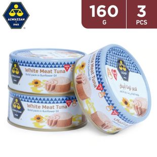 Al Wazzan White Meat Tuna in Sunflower Oil 3 x 160g