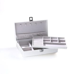 صندوق مجوهرات جلد PU محمول 2 طبقة 23 × 17 × 9 سم