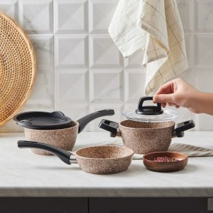 طقم أواني الطهي Bio Granite Wood Stone مينى 5 قطع من Karaca