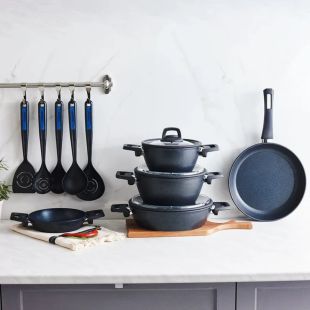 طقم أواني الطهي BioDiamond Powerful أسود 13 قطعة من Karaca