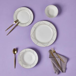 طقم عشاء Merlin من البورسلين 24 قطعة لـ 6 أشخاص من Karaca
