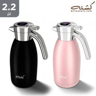 مطارة ستانلس ستيل ذكية بشاشة LED لعرض درجة الحرارة 2.2 لتر من Kashta