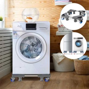 Adjustable Washing Machine and Refrigerator Stand with Wheels