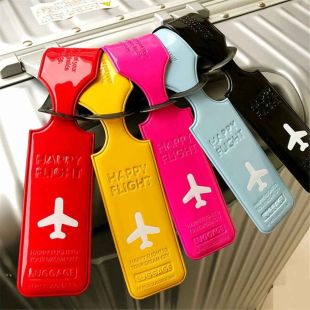 PU Leather Luggage Tag With Privacy ID Slot for Bag