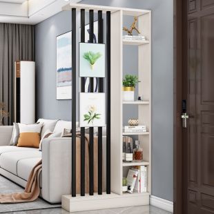 Entrance Partition with Side Shelves and 5 Steel Tubes 80 × 202 × 24 cm