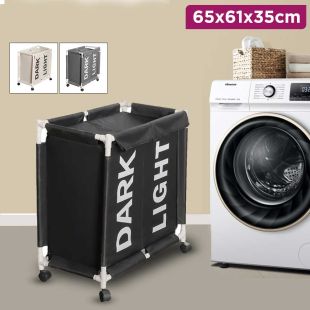 Double Sections Laundry Basket 65 x 61 x 35 cm