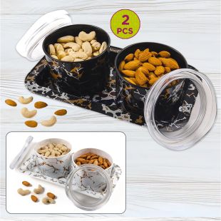 2 Pcs Containers with Lid & Serving Tray