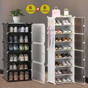 6 or 8 Layers Plastic Shoe Rack with Doors