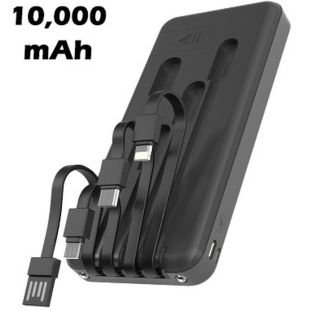 10000mAh Power Bank with Built-in Cables  10W and LED Light