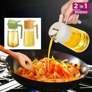 2-in-1 Glass Oil Sprayer and Dispenser Bottle 500ml