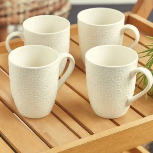 طقم كوب شاي وقهوة بورسلين 400 مل 4 حبات