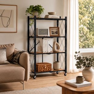Foldable Mobile Metal Shelving Unit