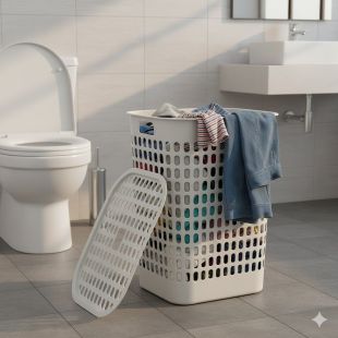 سلة غسيل بلاستيك بغطاء 55×35×45 سم