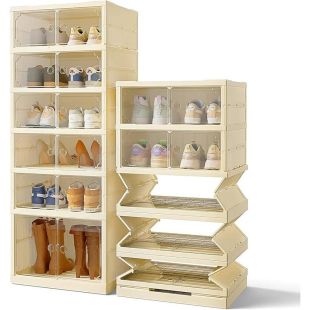 منظم أحذية قابل للطي 6 طبقات مزدوجة