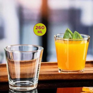 Set of 6 Glass Cups 260 ml