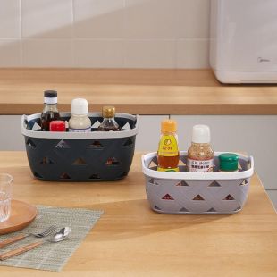 سلة تخزين بلاستيك بمقابض جانبية