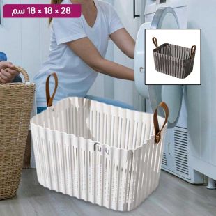 سلة تخزين بلاستيك بمقابض 28×18×18 سم