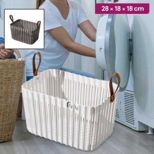 Plastic Storage Basket with Handles 28×18×18 cm