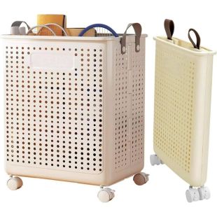 55L Collapsible Laundry Basket with Wheels