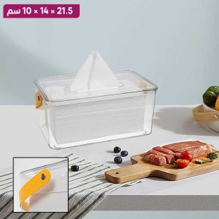 علبة مناديل أكريليك بمقبض تعليق