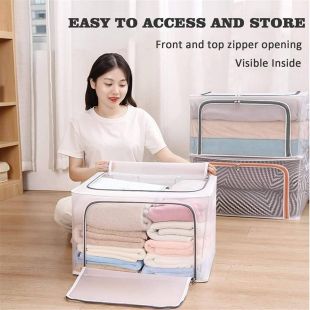 منظم تخزين ملابس قابل للطي بإطار معدني