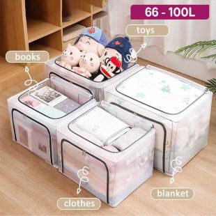 Foldable Clothes Storage Organizer with Metal Frame