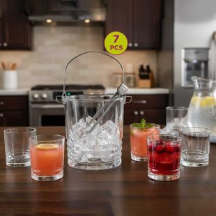Crystal Glasses with Ice Bucket 7 Pcs Set