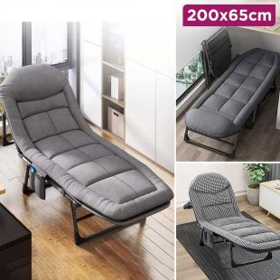 Foldable Adjustable Lounge Chair with Metal Frame 200 x 65 cm