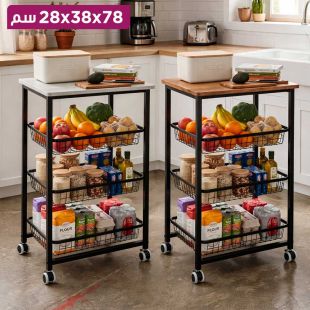 عربة تخزين مطبخ 4 طبقات بعجلات 78 × 38 × 28 سم