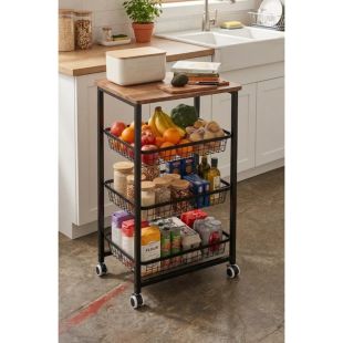 عربة تخزين مطبخ 4 طبقات بعجلات 78 × 38 × 28 سم