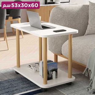 طاولة جانبية مستطيلة من طبقتين 60 × 30 × 53 سم