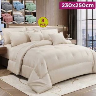 8-Piece Plain Comforter Bedding Set 230 × 250 cm