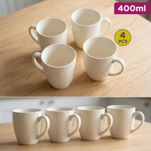 White Ceramic Mug Set 4 Pieces - 400ml