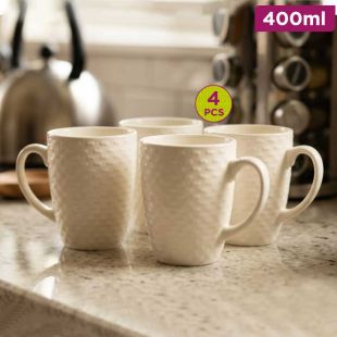 Textured Ceramic Mug Set 4 Pieces 400ml