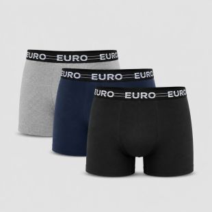شورت رجالي قطن متوسط الطول 3 قطع ألوان متنوعة من EURO