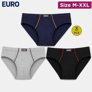 EURO Men's Cotton Briefs Pack of 3 Assorted Colors