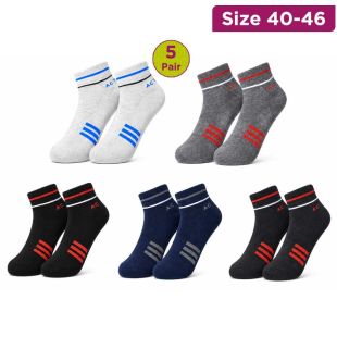 Men's Low-Cut Cotton Athletic Socks 5-Pair Set Size 40-46