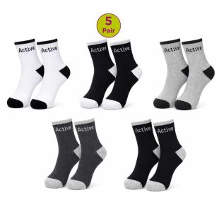 طقم 5 أزواج جوارب رياضية متوسطة الطول للرجال من ACTIVE