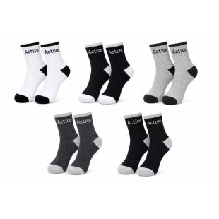طقم 5 أزواج جوارب رياضية متوسطة الطول للرجال من ACTIVE