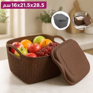 سلة شبكية كبيرة متعددة الأستخدامات مع غطاء 28.5 × 21.5 × 16 سم
